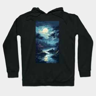 Magical Moonlit Forest - Enchanting Nighttime Fantasy Scene Hoodie